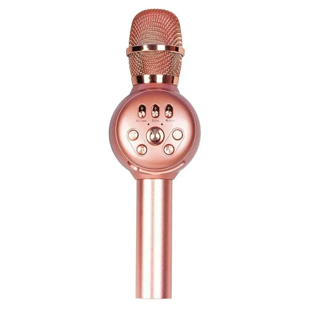 Laser Wireless Bluetooth Rechargeable LED Karaoke Microphone/Speaker Rose Gold