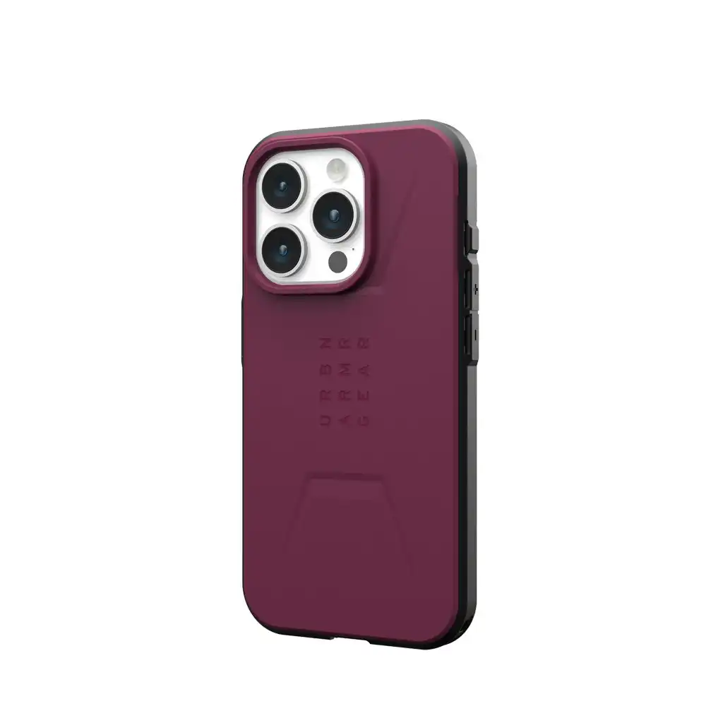 Urban Armour Gear Civilian MagSafe Phone Case Cover For iPhone 15 Pro Bordeaux