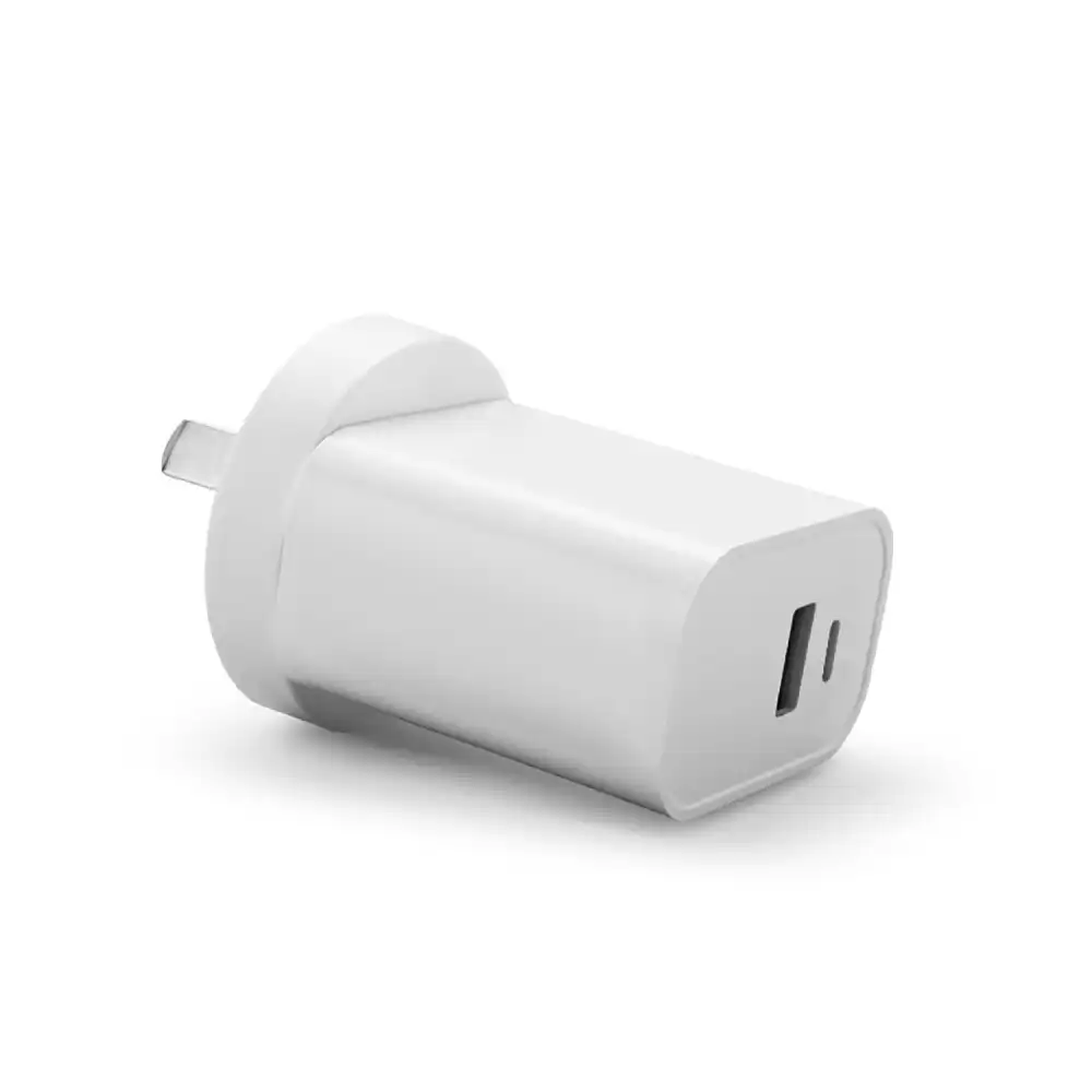 ChargeCore Dual USB-A/USB-C 30W PD Wall Charger Travel AU/NZ Plug Socket White