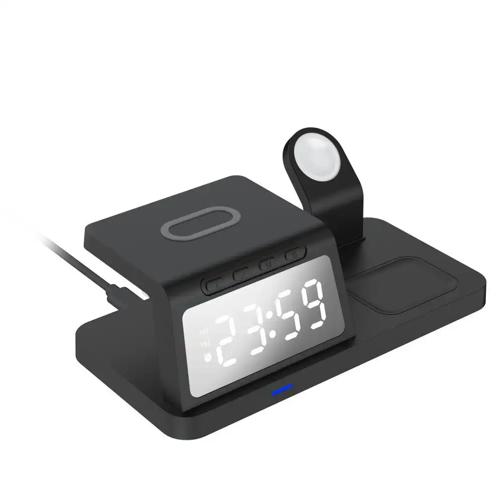 Laser 3in1 Wireless Charging Station/Alarm Clock For Apple Watch/iPhone/AirPods