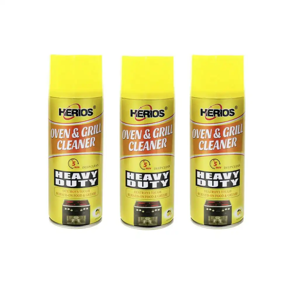3PK Herios 450ml Oven & Grill Cleaner Surface Oil/Grease Dirt Remover Lemon