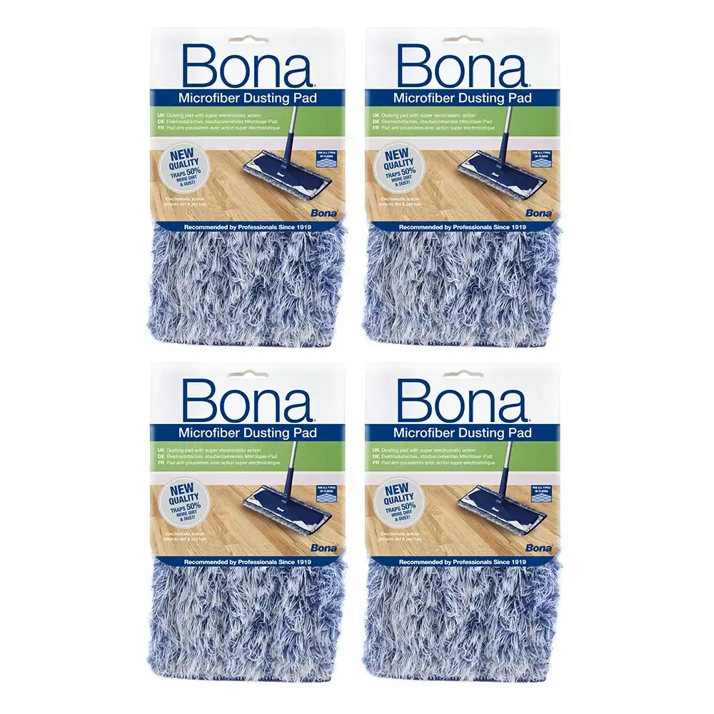 4PK Bona Microfibre Dusting Pad for Floor Mop Cleaning/Dust Washable/Reusable