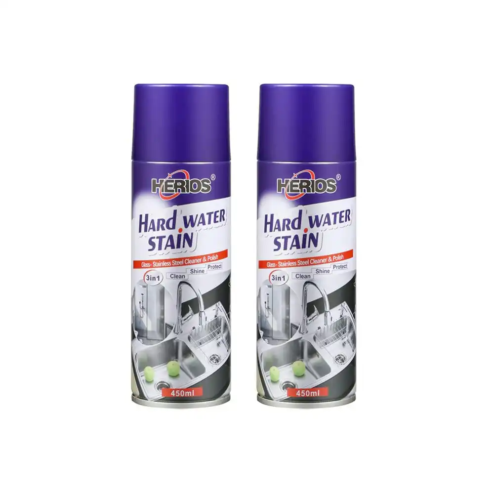 2PK Herios 450ml Hard Water Stain Remover Glass Polisher Stainless Steel Cleaner
