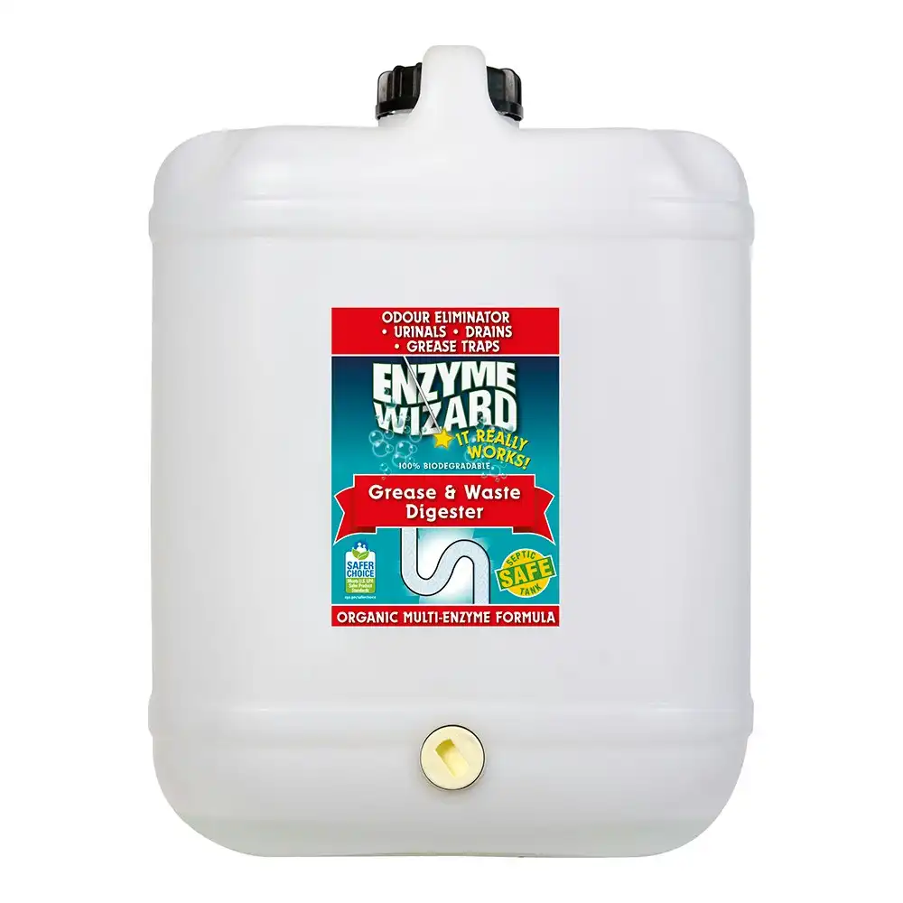 Enzyme Wizard Grease & Waste Digester Urinal/Kitchen Drain Odour Cleaner 20L