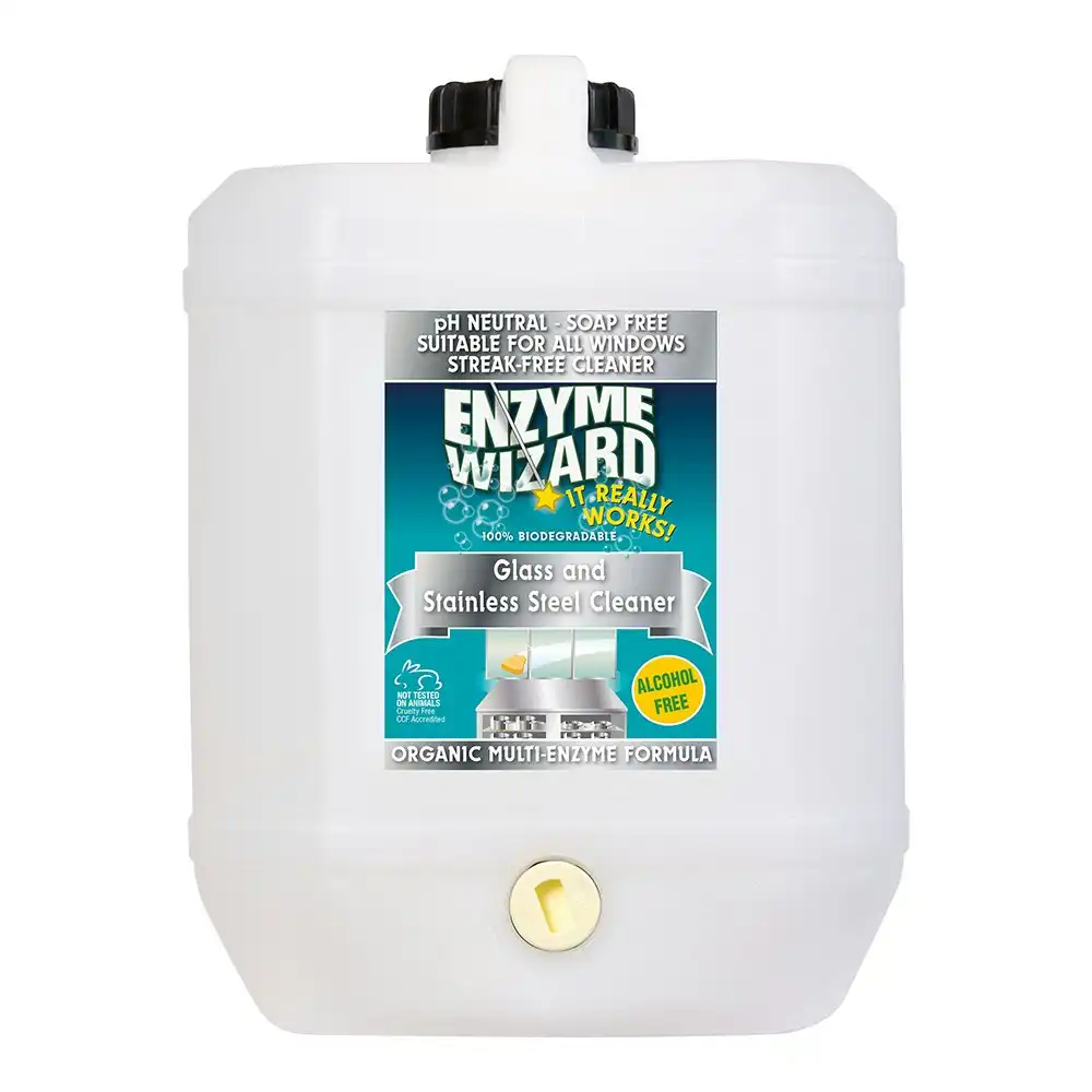 Enzyme Wizard Non-Streak Glass & Stainless Steel Mirror Cleaner Soap Free 20L