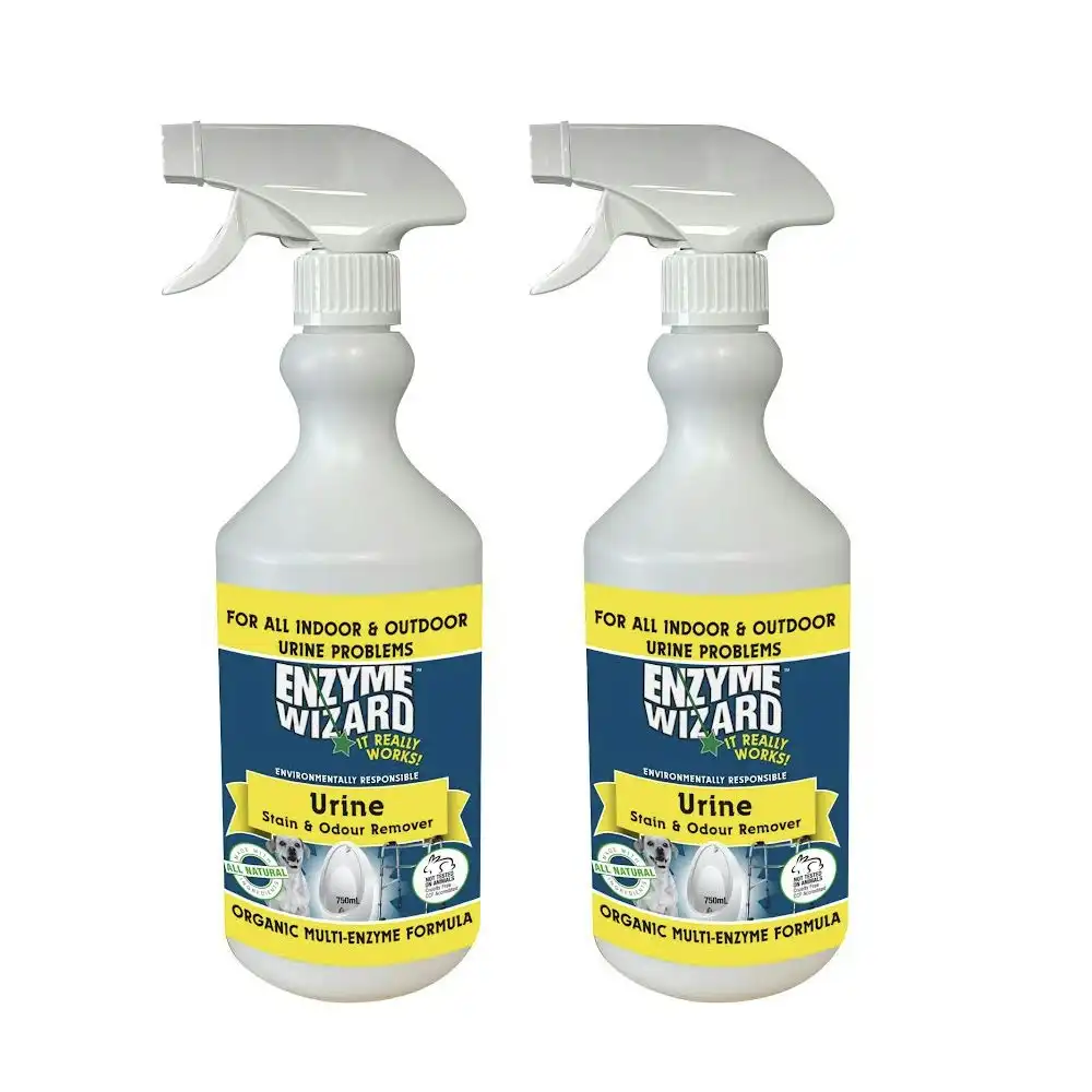 2PK Enzyme Wizard Urine Stain And Odour Remover 750ML Spray Bottle Home Cleaning