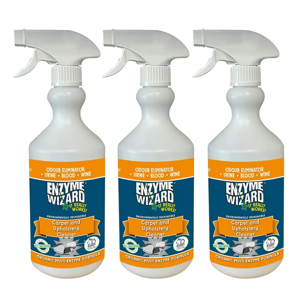 3x Enzyme Wizard Carpet & Upholstery Spray Surface Stains/Dirt Cleaner 750ml