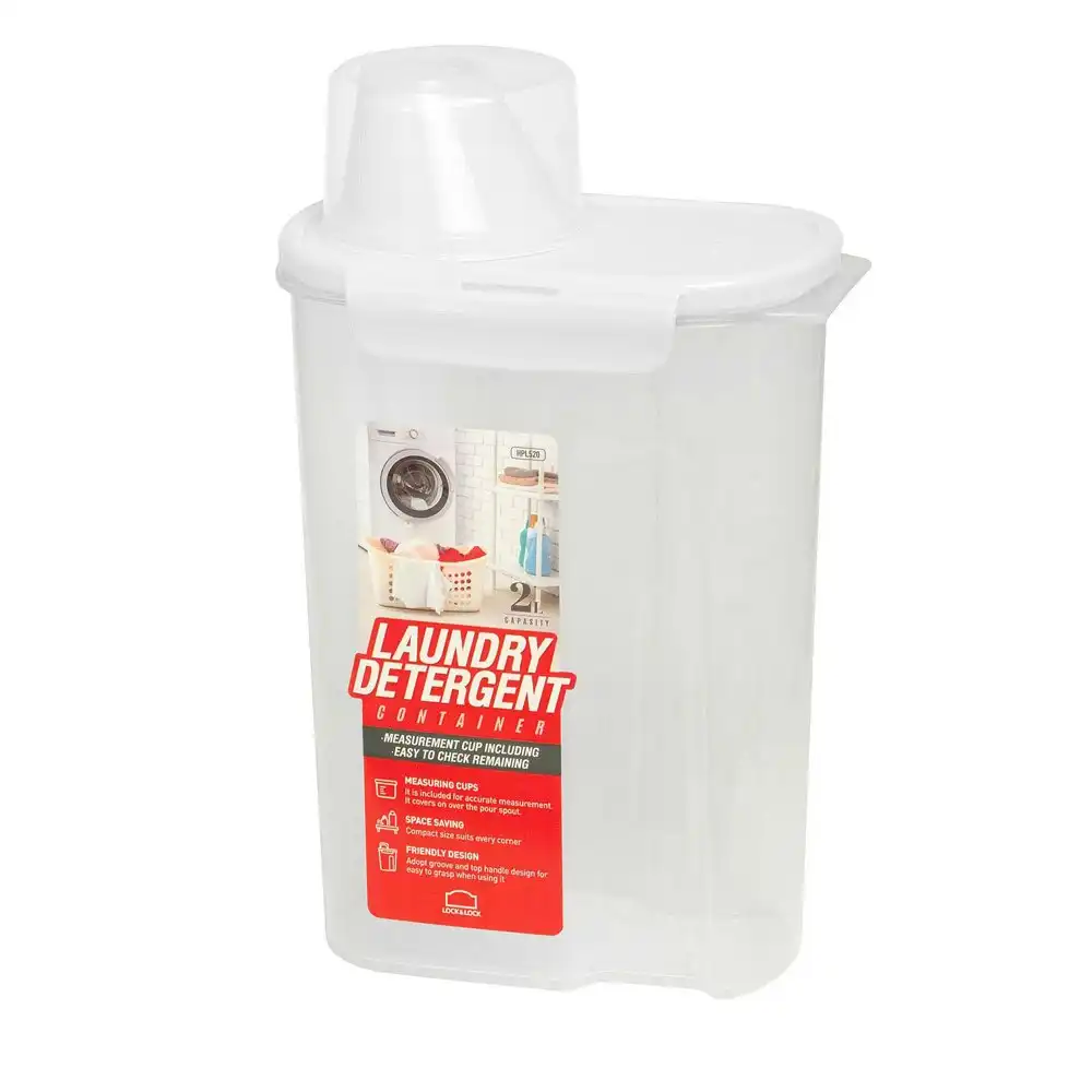 Locknlock 2L Laundry Detergent Airtight Container Bin w/ Pouring Spout Clear