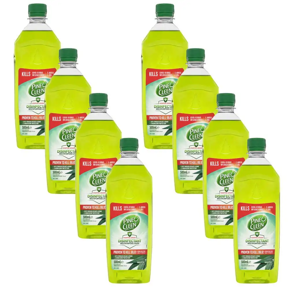 8x Pine O Cleen Home Disinfectant Anti-Bacterial Cleaner Eucalyptus 500ml