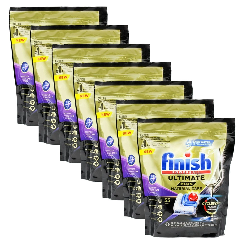 245pc Finish Powerball Ultimate Plus Glass Material Care Dishwasher Tablets