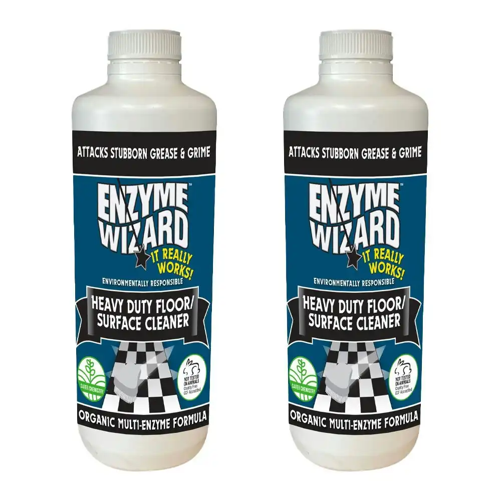 2PK Enzyme Wizard Organic Heavy Duty Floor/Surface Grease & Grime Cleaner 1L