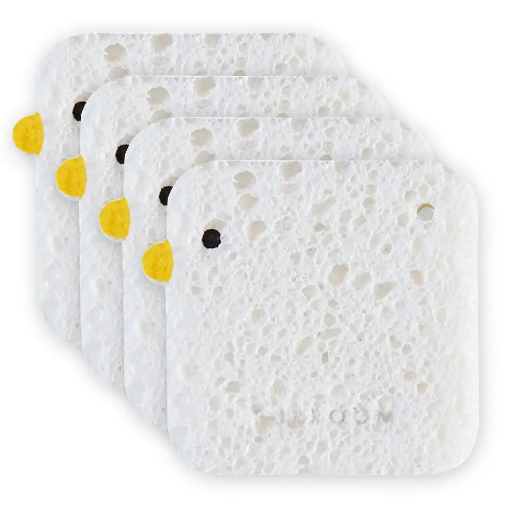 4x Purroom 8cm Magic Washing Sponge Dish Cleaning Pad Kitchen Plate Scrubber WHT