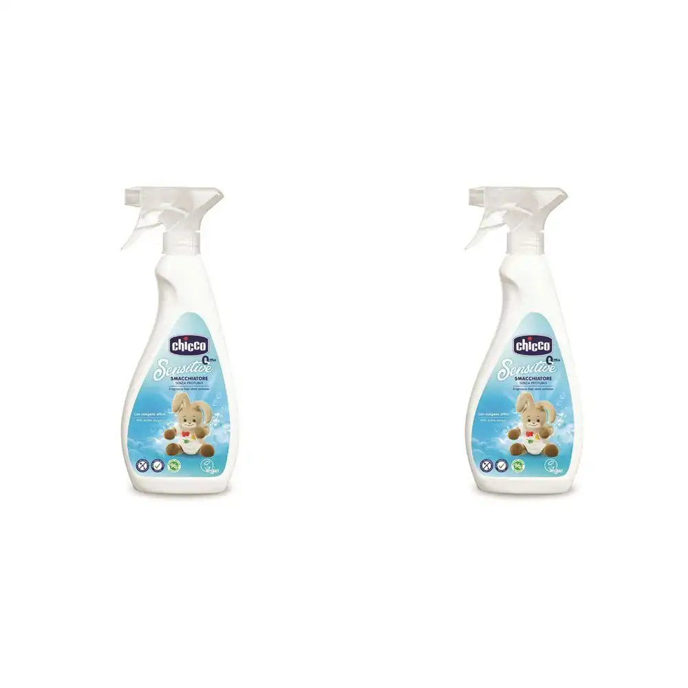 2x Chicco Sensitive Stain Remover Cleaning Spray Baby Clothes Cleaner 0m+