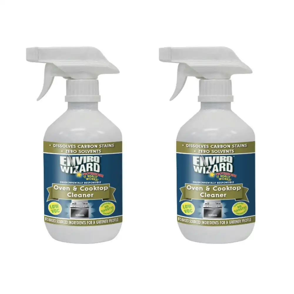 2x EnviroWizard Non-Toxic Oven and Cooktop Surface Cleaner Spray Bottle 500ml