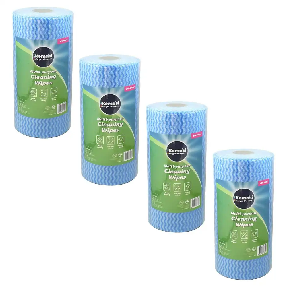 4x 100 Sheets kemasi Multipurpose Durable Cleaning Wipes Home Kitchen Cleaning