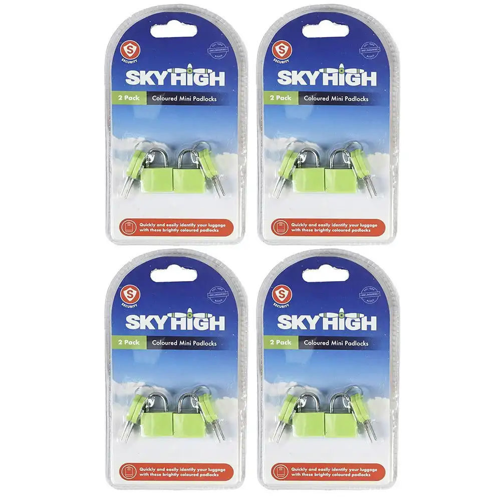 8pc Sky High Travel Coloured Luggage Protection Mini Padlock Assorted Colours