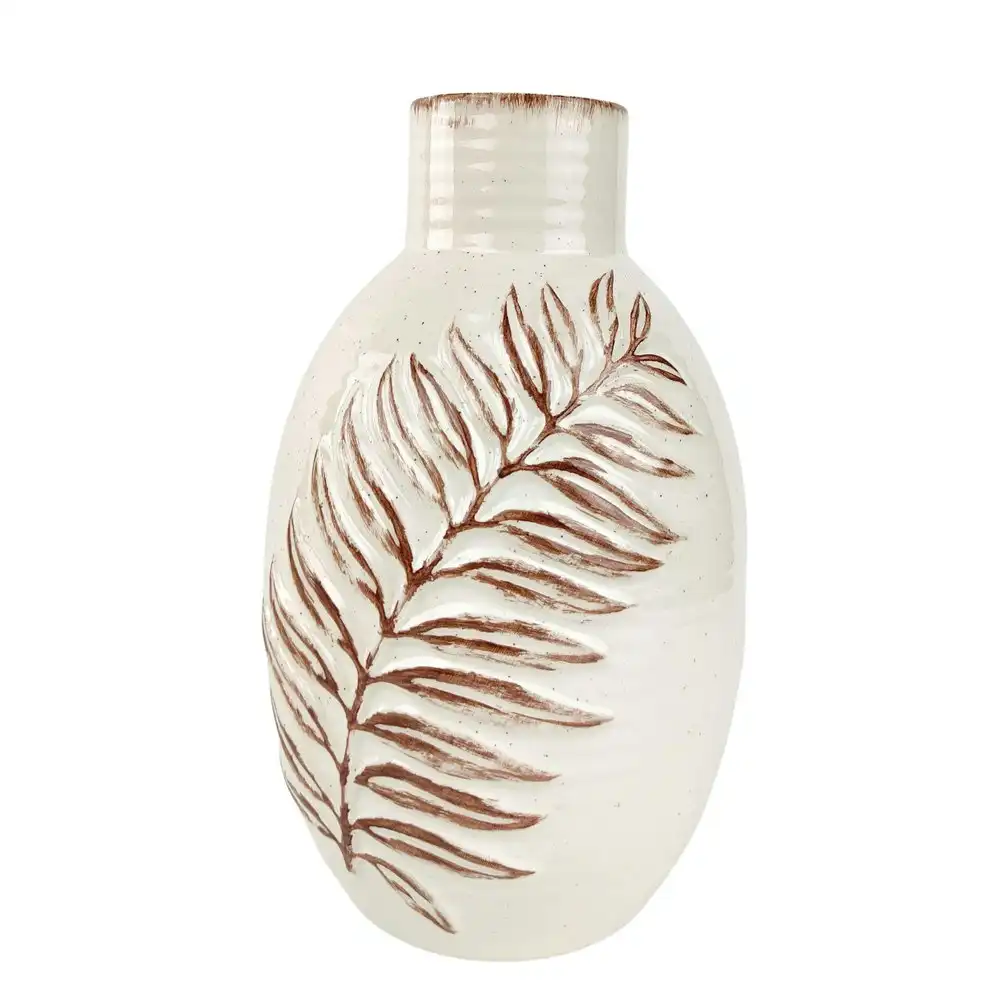 Urban Blair Leaf 25cm Ceramic Flower Vase Home Decor Display Pot Medium White