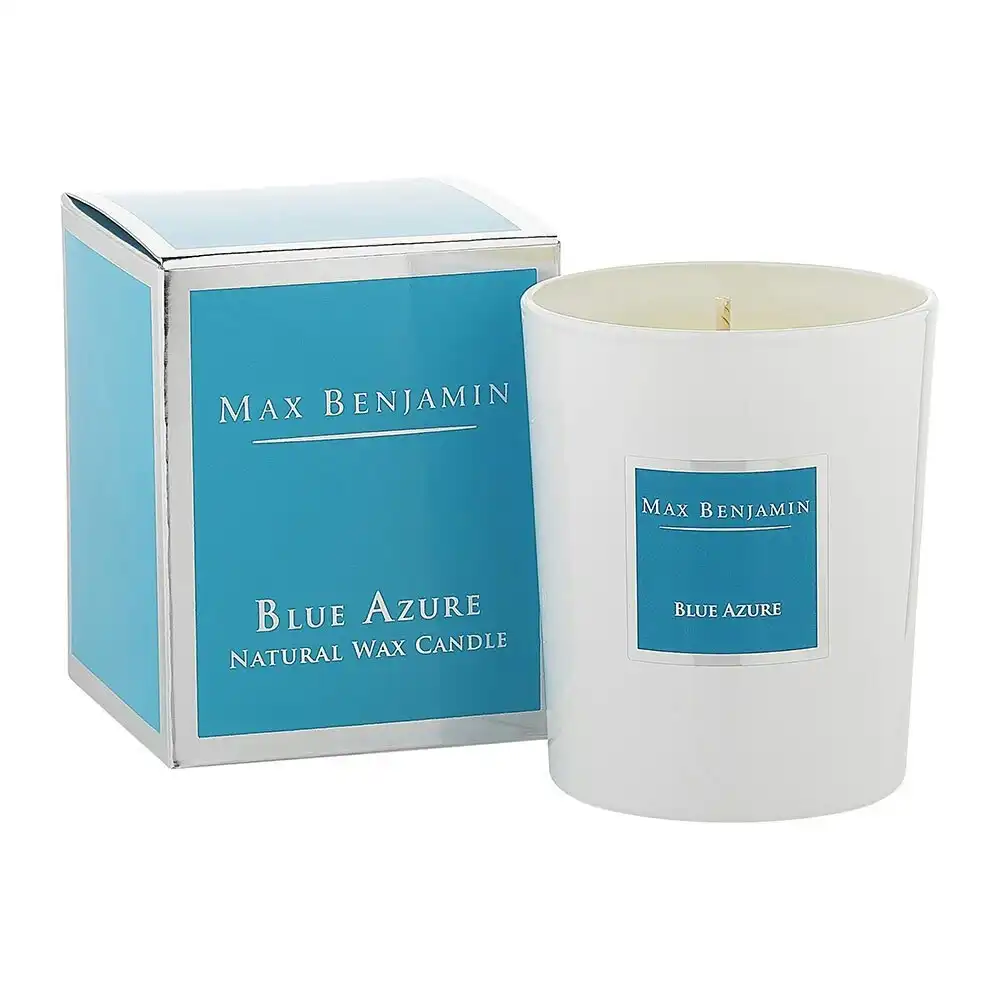 Max Benjamin 190g Natural Wax Scented Candle Jar 40hr Burn Time Blue Azure