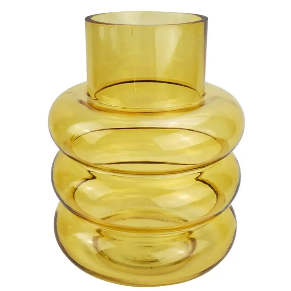 Urban Tommy 22cm Ring Glass Flower Vase Medium Home Decorative Display Amber