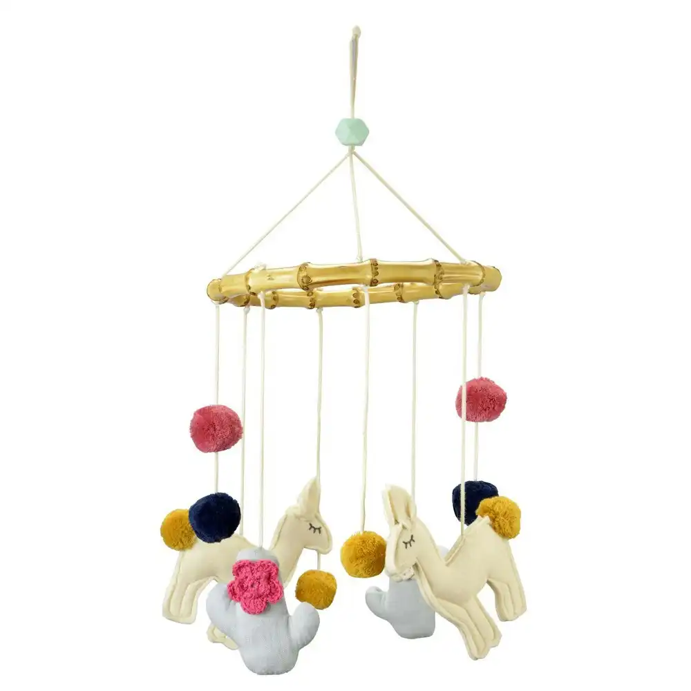 Kikadu Llama 40cm Hanging Mobile w/ Wooden Rings Baby/Infant Nursery Decor 0m+