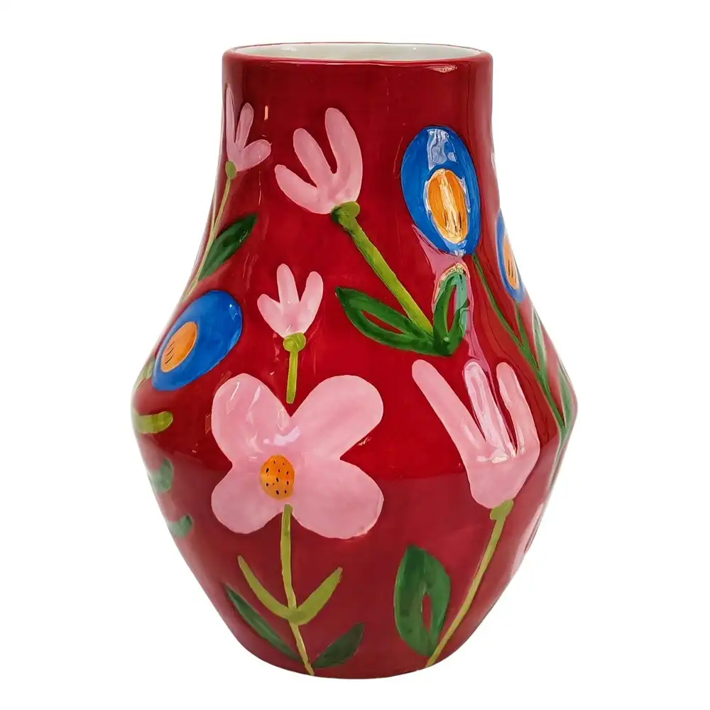 Urban Products Naive Floral Home Shelf Decor Decorative Flower Vase Red 21cm