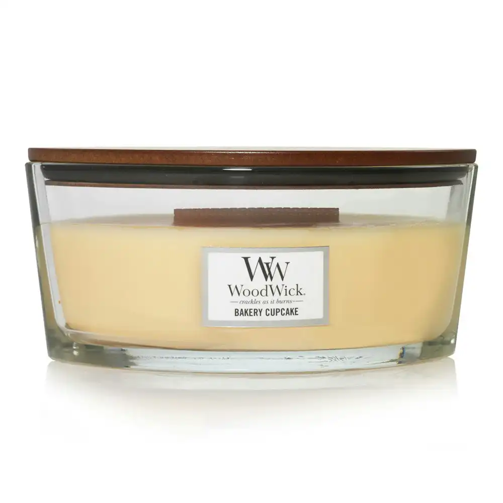 WoodWick 453g Scented Fragrance Soy Wax Candle Bakery Cupcake Ellipse Yellow