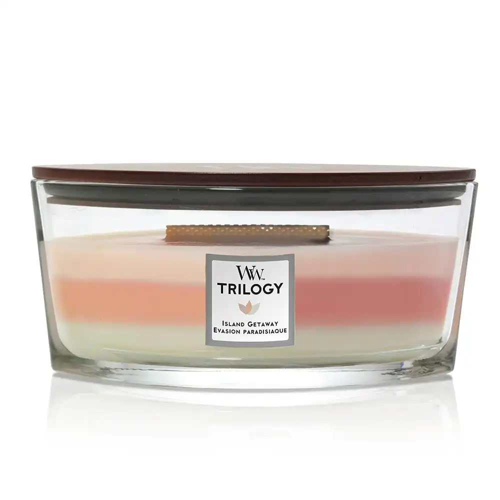 WoodWick 453g Scented Fragrance Soy Wax Candle Island Getaway Trilogy Ellipse