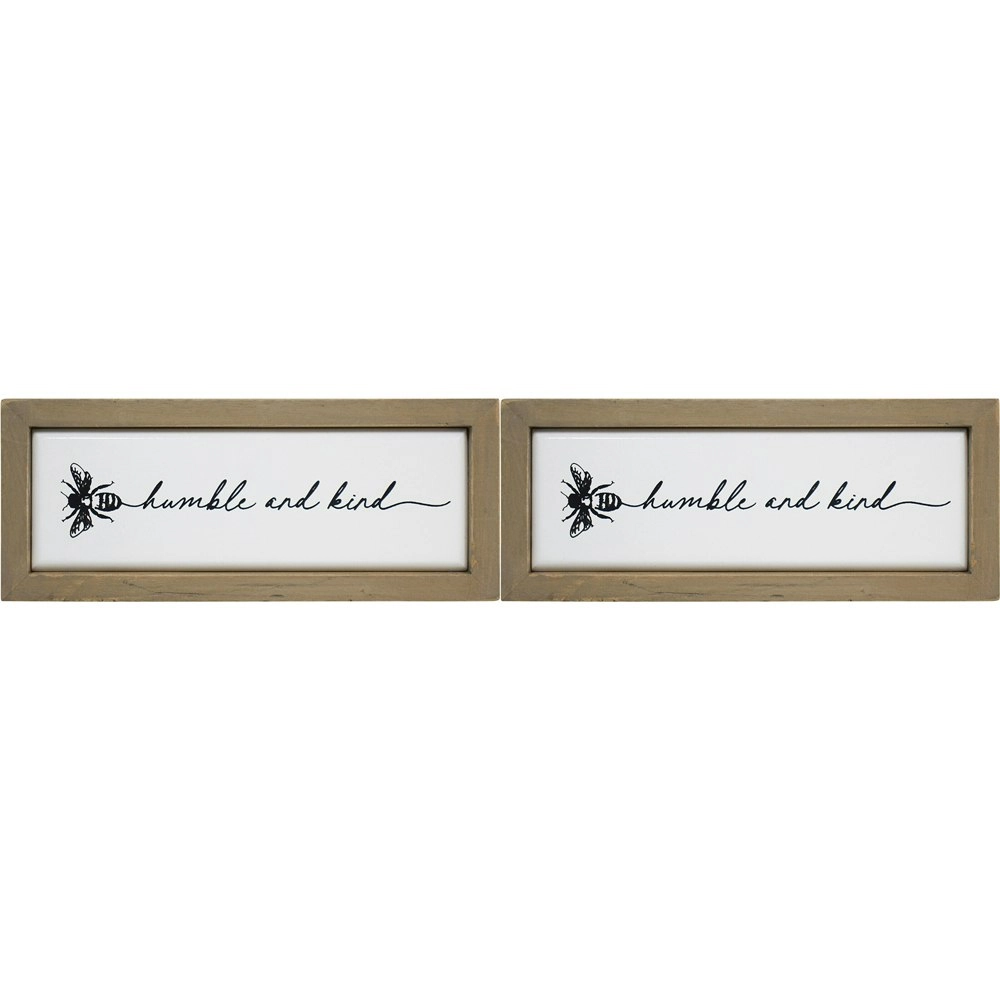 2x LVD 17cm MDF Bee Humble Sign Wall/Door Hanging Home Decor Plaque Display