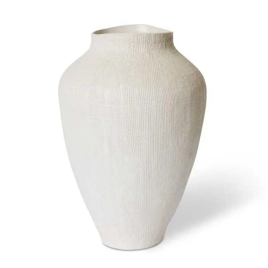 E Style Greyson Tall 41cm Ceramic Plant/Flower Vase Decor Hessian White