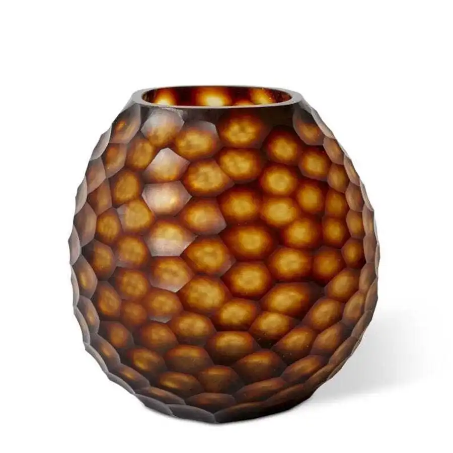 E Style 21cm Glass Enzo Plant/Flower Vase Tabletop Display Home Decor Amber