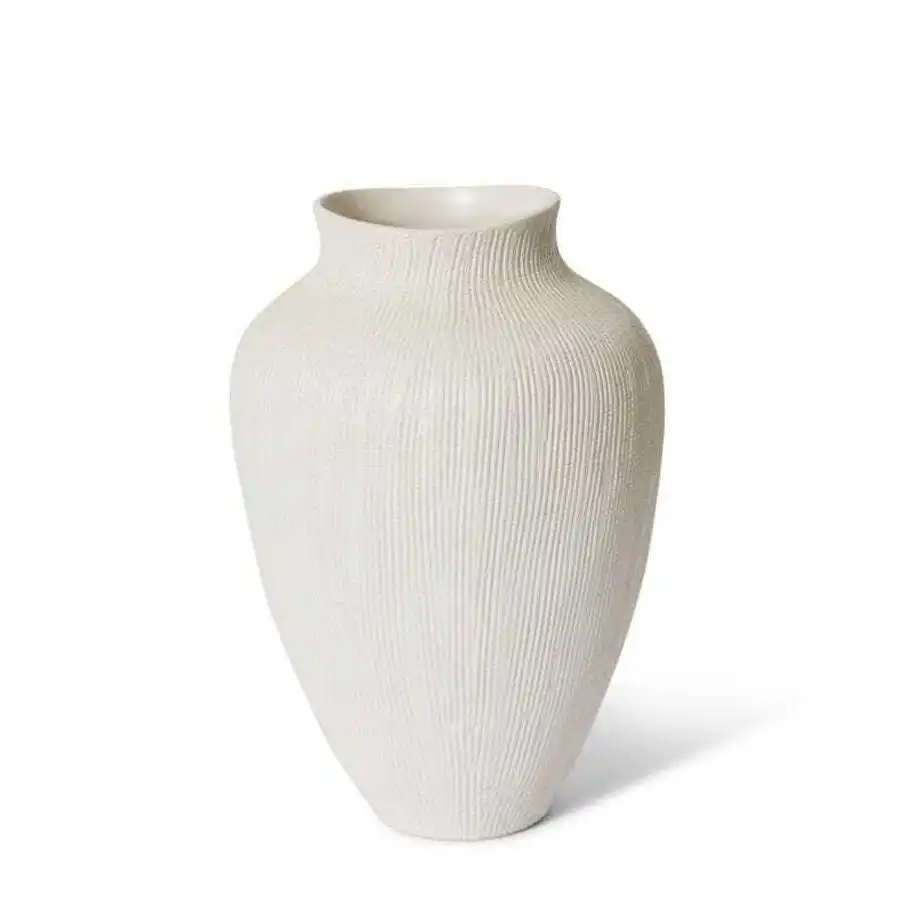 E Style Greyson Tall 30cm Ceramic Plant/Flower Vase Home Decor Hessian White