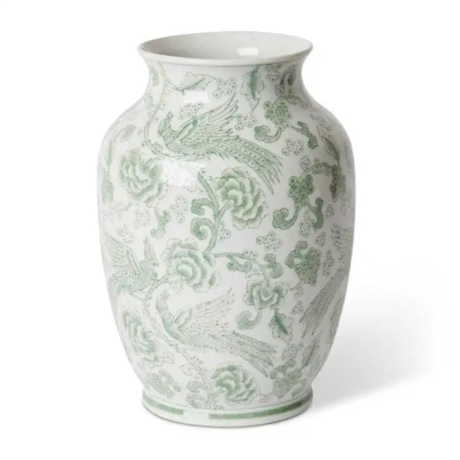 E Style Ming 30cm Porcelain Plant/Flower Vase Tabletop Decor White/Green