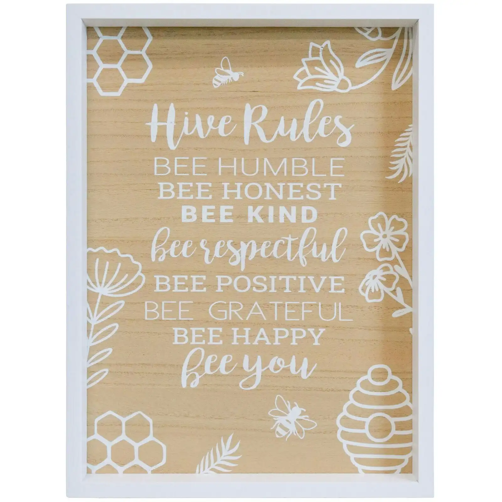 LVD 24cm MDF Hive Rules Sign Wall Hanging Home/Room Decor Plaque Shelf Display