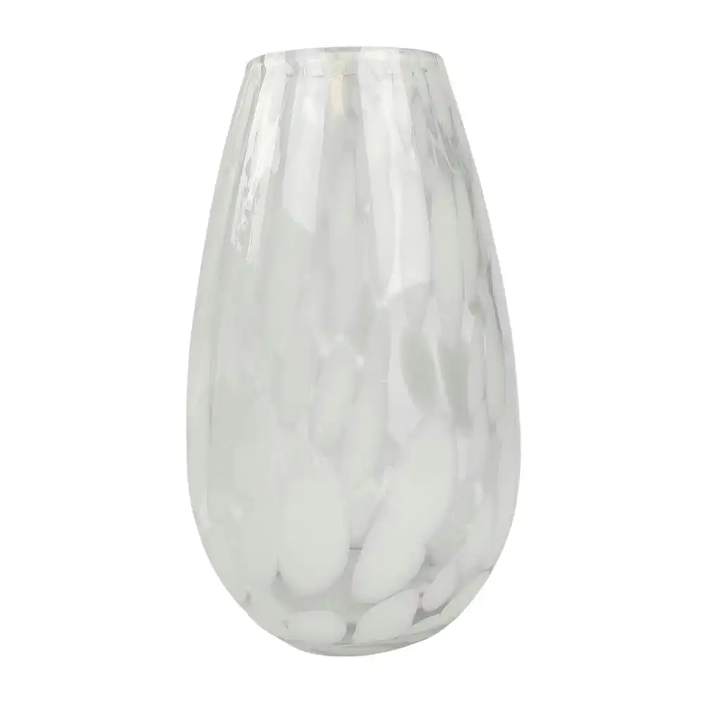 Urban Tommy Speckle 34cm Glass Flower Vase Home Decorative Display Large White