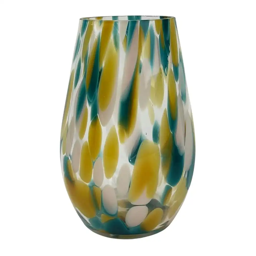 Urban Tommy Speckle 24cm Glass Flower Vase Home Decor Display Large Blue/Beige