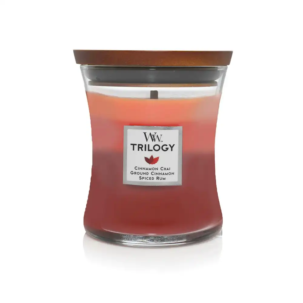 WoodWick 274g Scented Home Fragrance Soy Wax Candle Exotic Spices Trilogy Medium