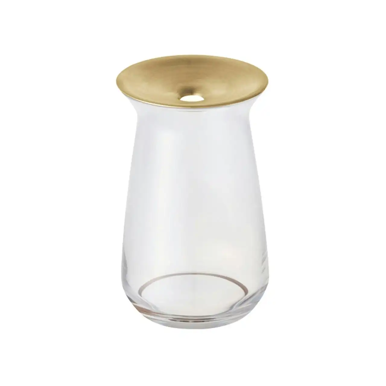 Kinto Luna Glass 13cm Flower Vase Container w/ Brass Lid Large Home Decor Clear