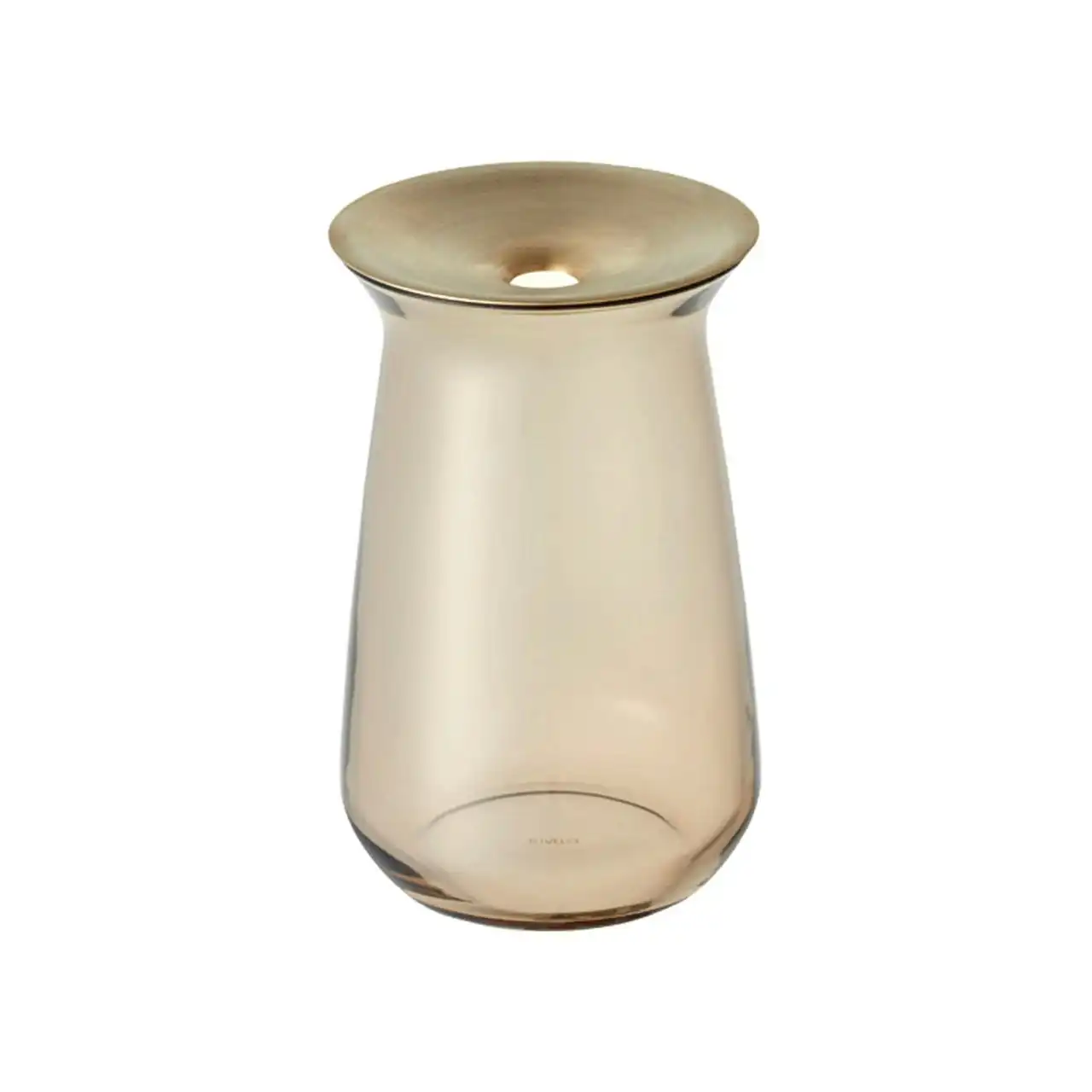 Kinto Luna Glass 13cm Flower Vase Container w/ Brass Lid Large Home Decor Brown