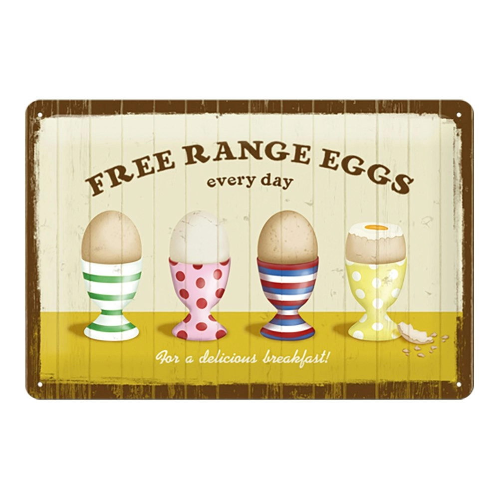 Nostalgic Art Medium Metal Sign Free Range Eggs Home/Office Décor 20x30cm