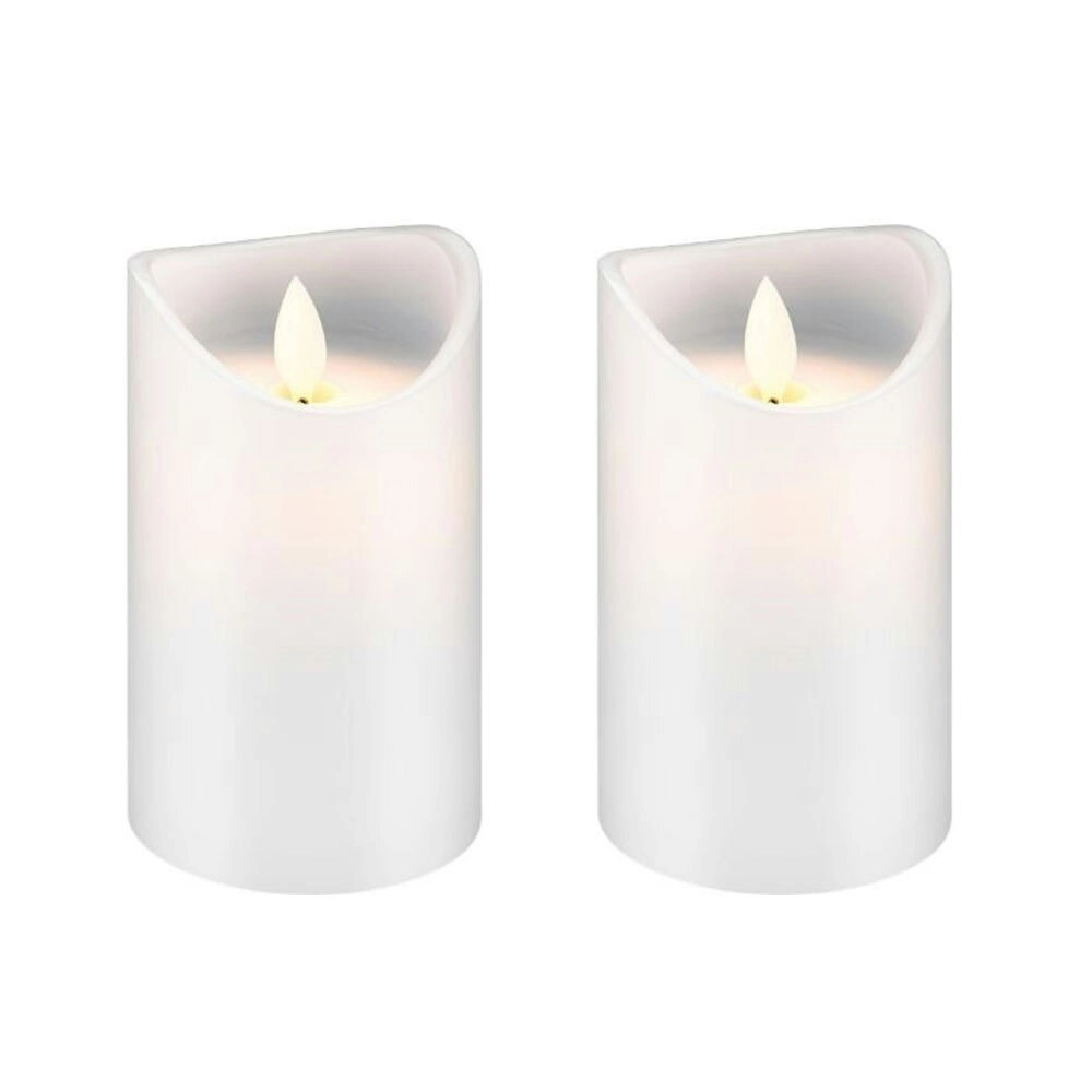 2x Goobay Battery-Operated 7.5x12.5cm LED Wax Candle in Glass Home/Room Decor WH