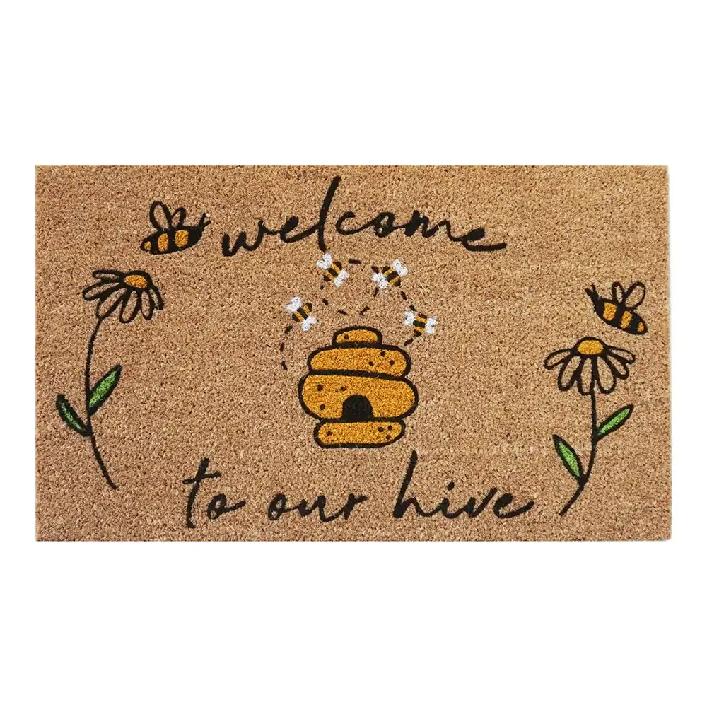 Urban 45x75cm Welcome To Our Hive Coir Doormat Home Carpet Outdoor Rug Brown