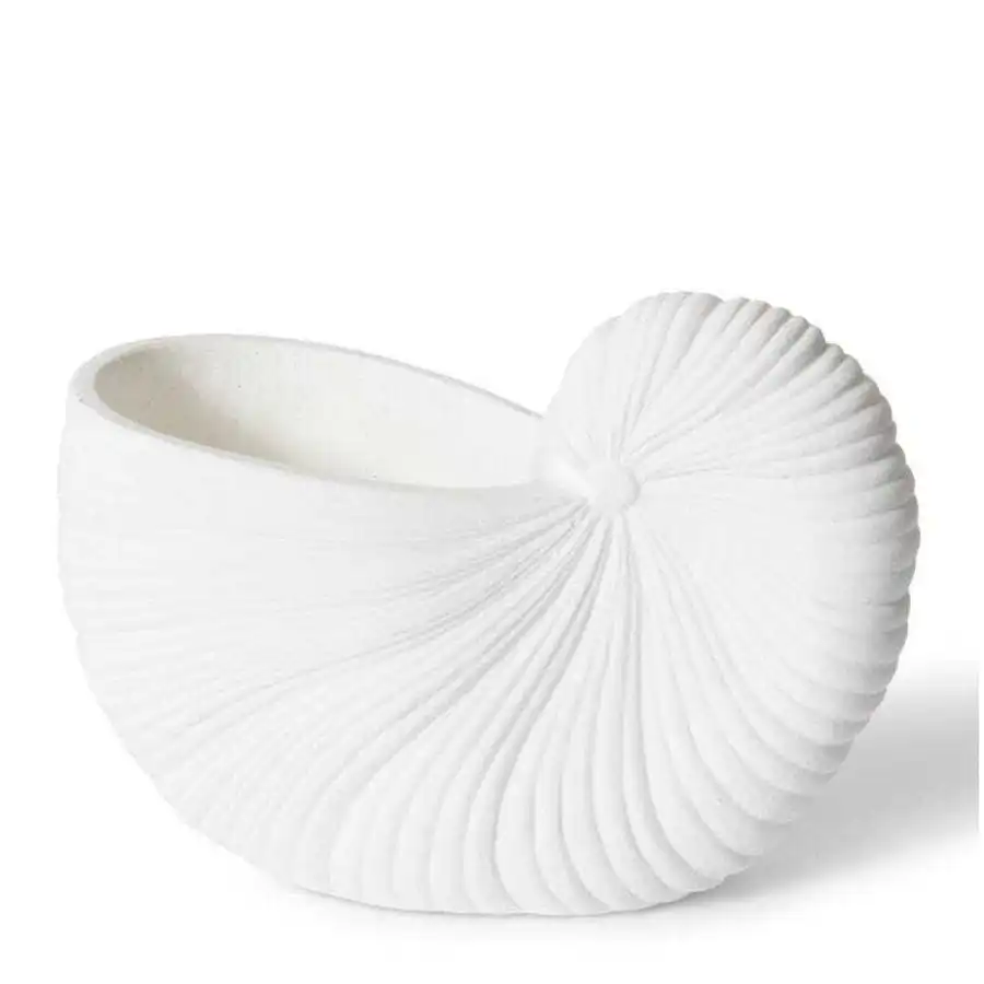 E Style 26cm Cement Snail Shell Pot Tabletop Vase Display Home Decor White