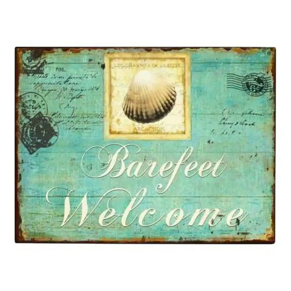 Barefeet Welcome Metal 25cm Sign Board Home/Room Decorative Hanging Signage