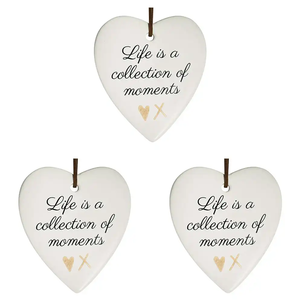 3x Ceramic Hanging 8x9cm Heart Moments w/ Hanger Ornament Home/Office Room Decor