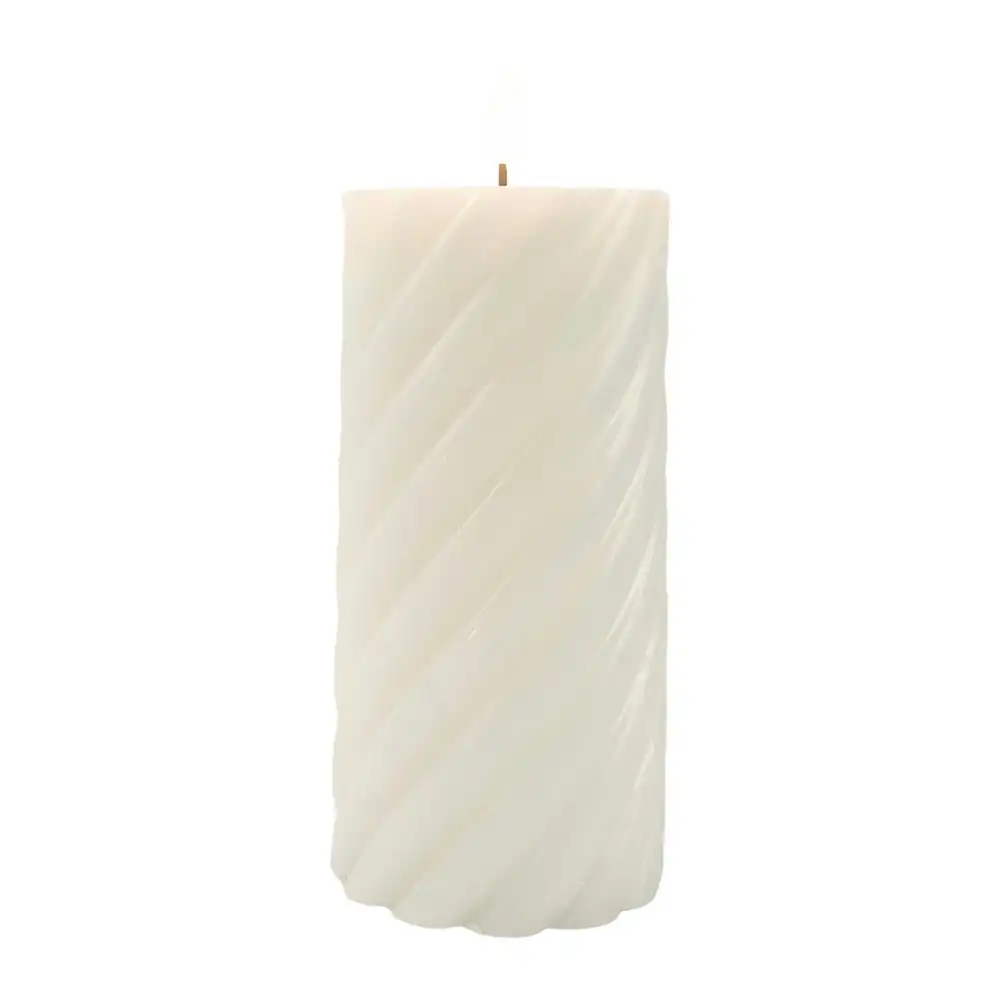 Urban Swirl Chunky Pillar 15cm LED Candle Home/Room Tabletop Desk Decor Cream