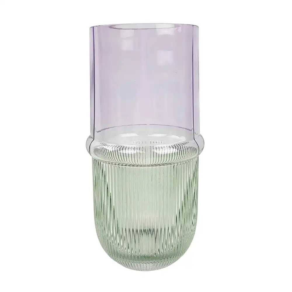 Urban Tommy Deco Ombre 25cm Glass Flower Vase Home Decorative Display Sage/Lilac