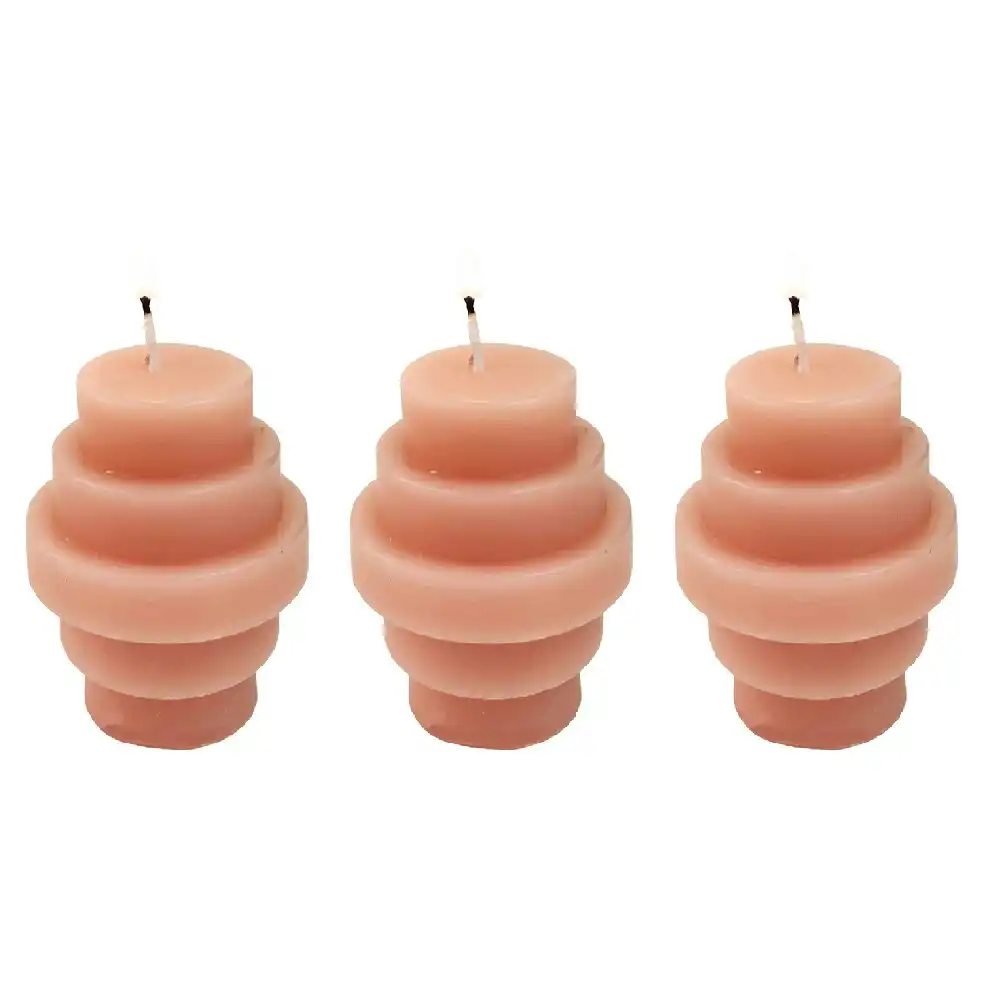3x Urban Stacked 6.5cm Vanilla Scented Candle Home Fragrance Tabletop Decor Rose