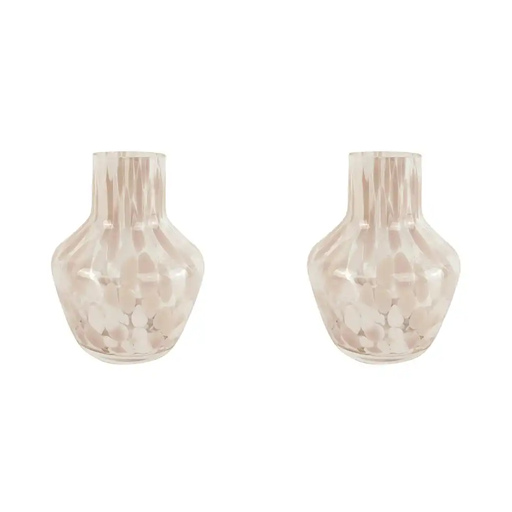 2x Urban Jaslyn Speckle 11cm Glass Flower Vase Home/Office Decor White/Lilac