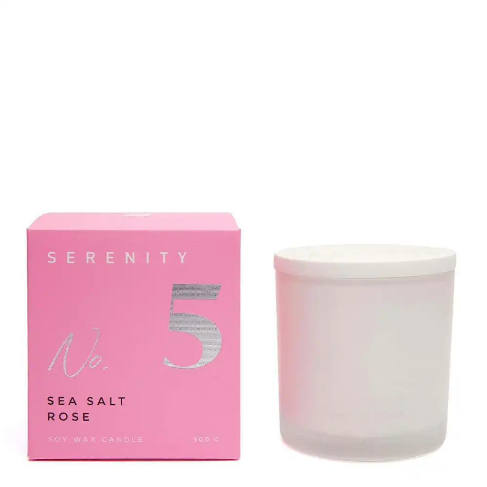 Serenity Numbered Core 300g Scented Soy Wax Candle Fragrance Sea Salt & Rose