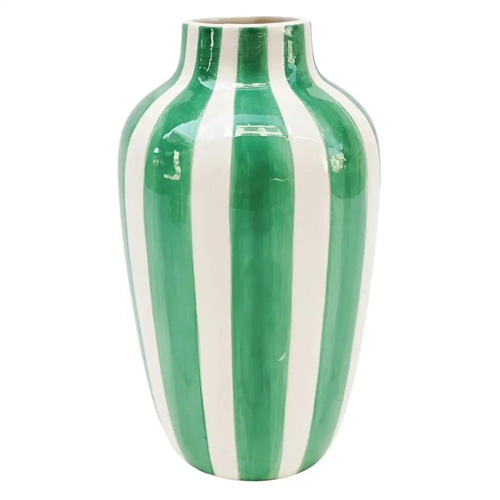 Urban Products Home Decor Decorative Halcyon Stripe Flower Vase Green 20cm